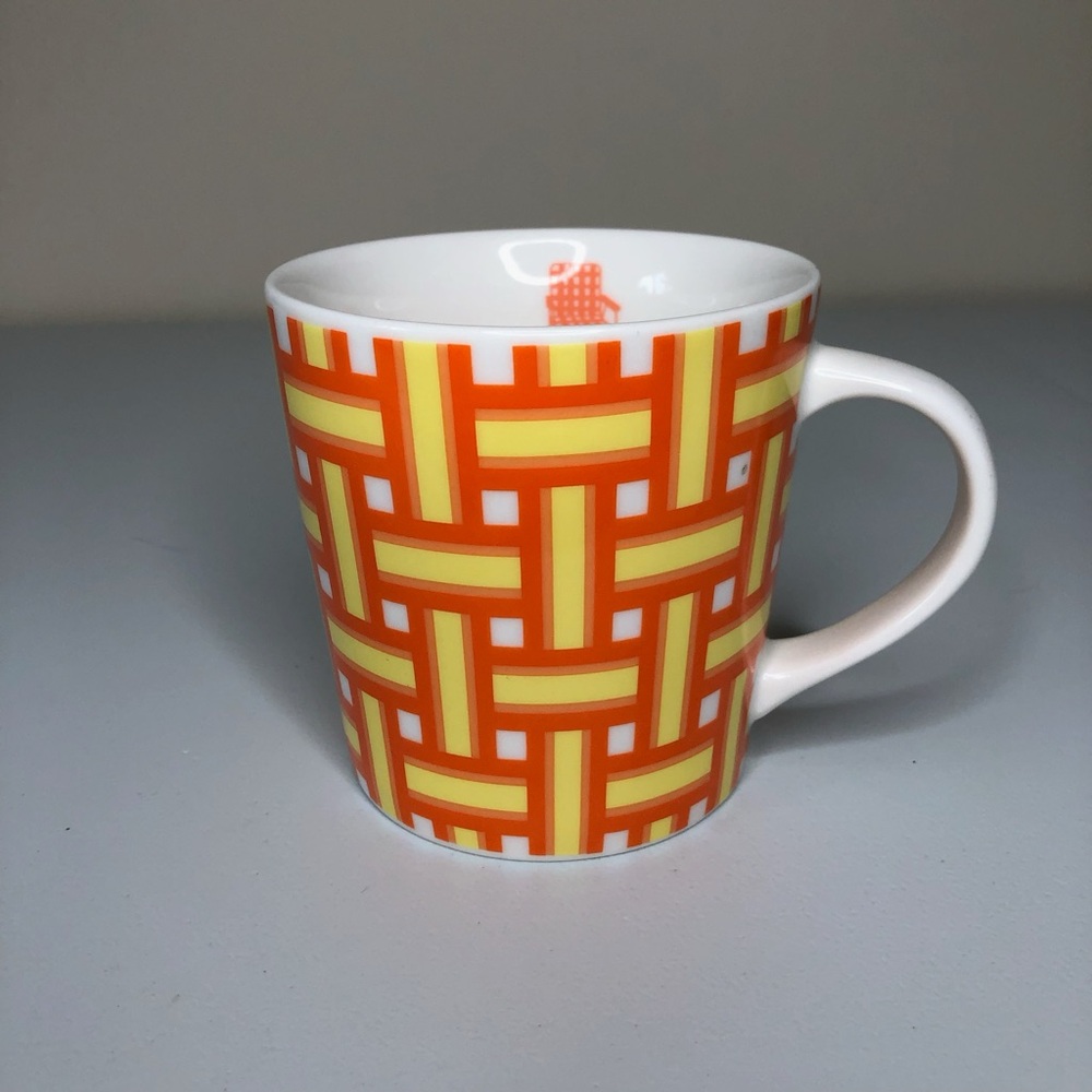 Starbucks Orange Lawn Chair Coffee Mug Basketweave Cup 2006 Yellow Ceramic Retro